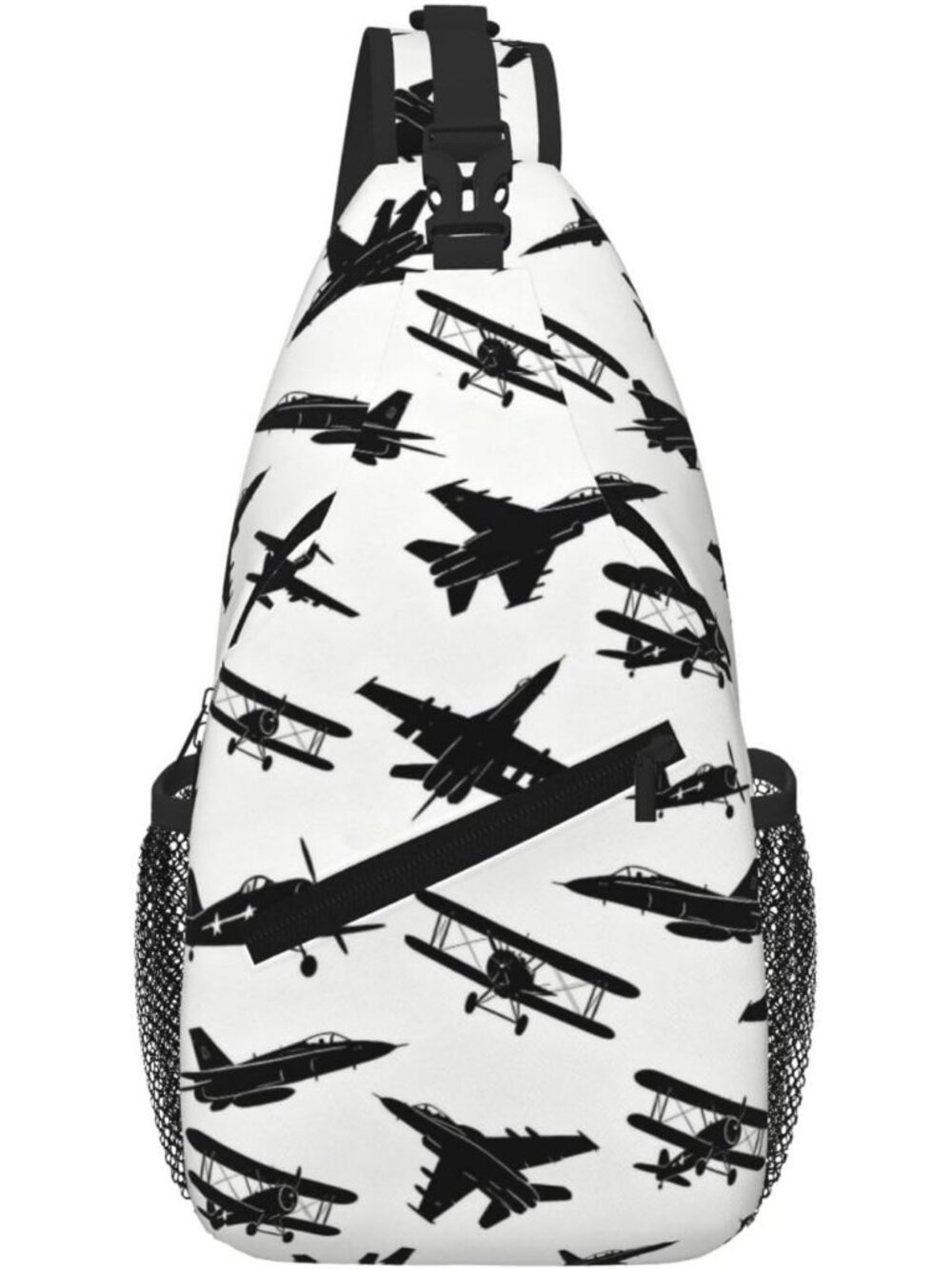 Unisex Black White Skull Gothic Chest Fanny Hiking Travel Crossbody Daypack Bag